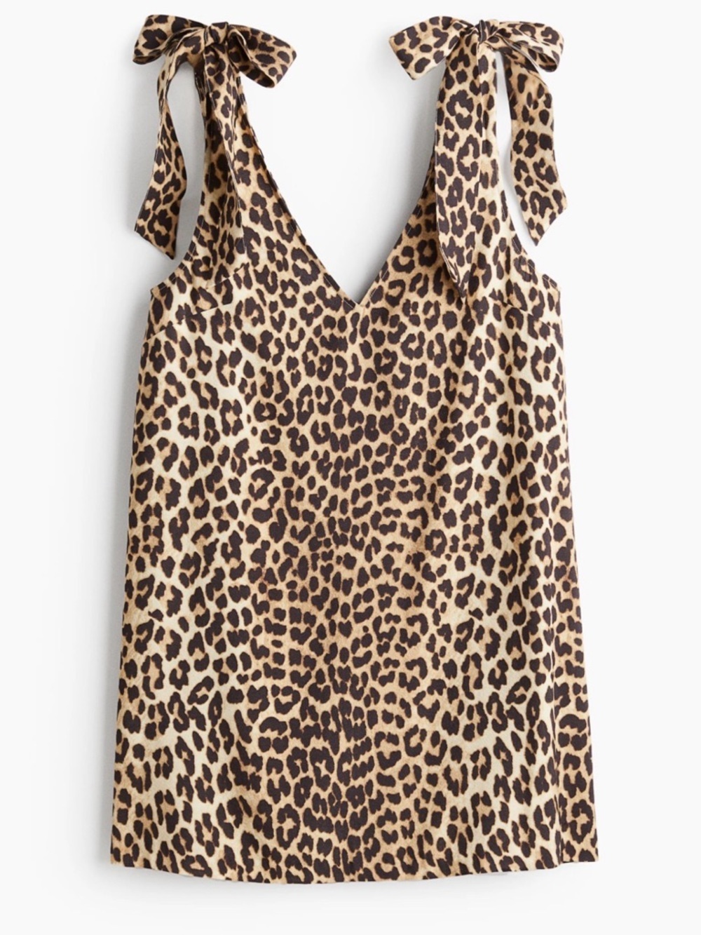 H&M NWT leopard print shoulder tie mini dress, small